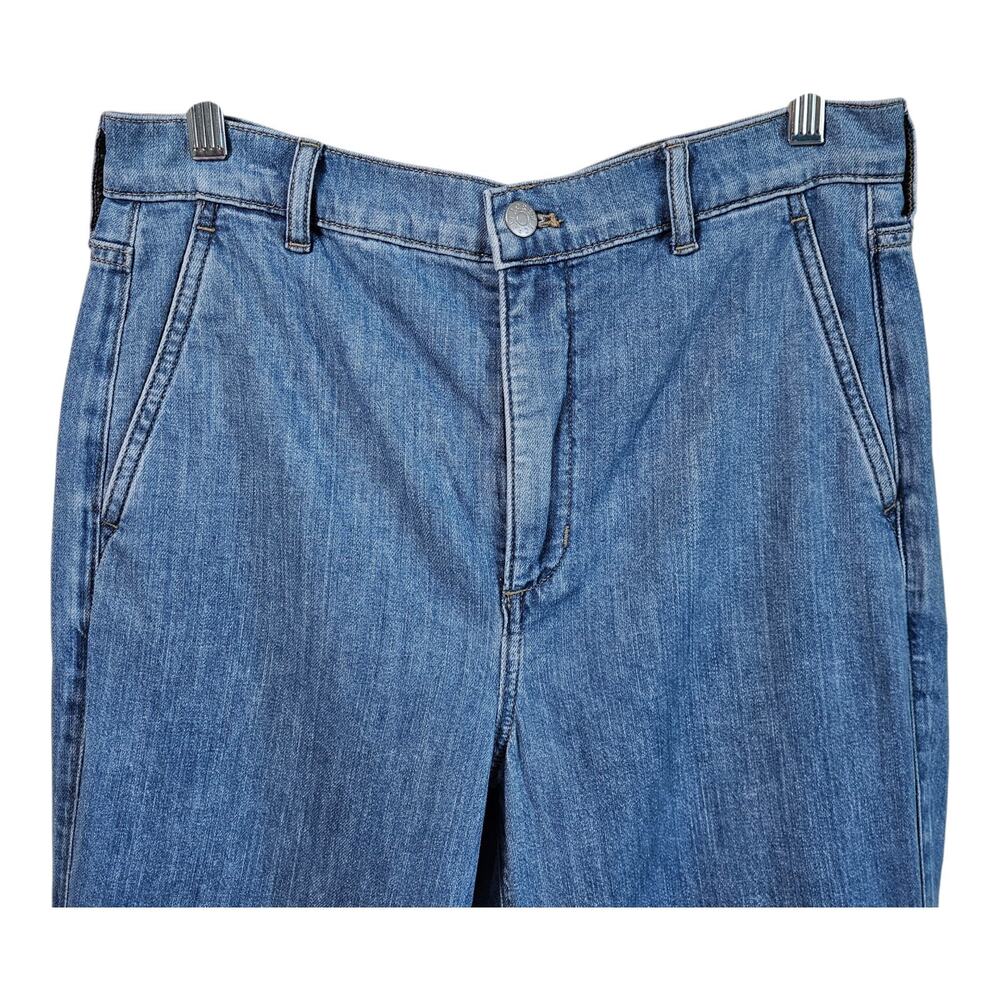 J CREW Women's 27 Drapey Denim Jeans Wide Leg Medium Blue Slash Pockets 28 x 30 - Picture 3 of 10